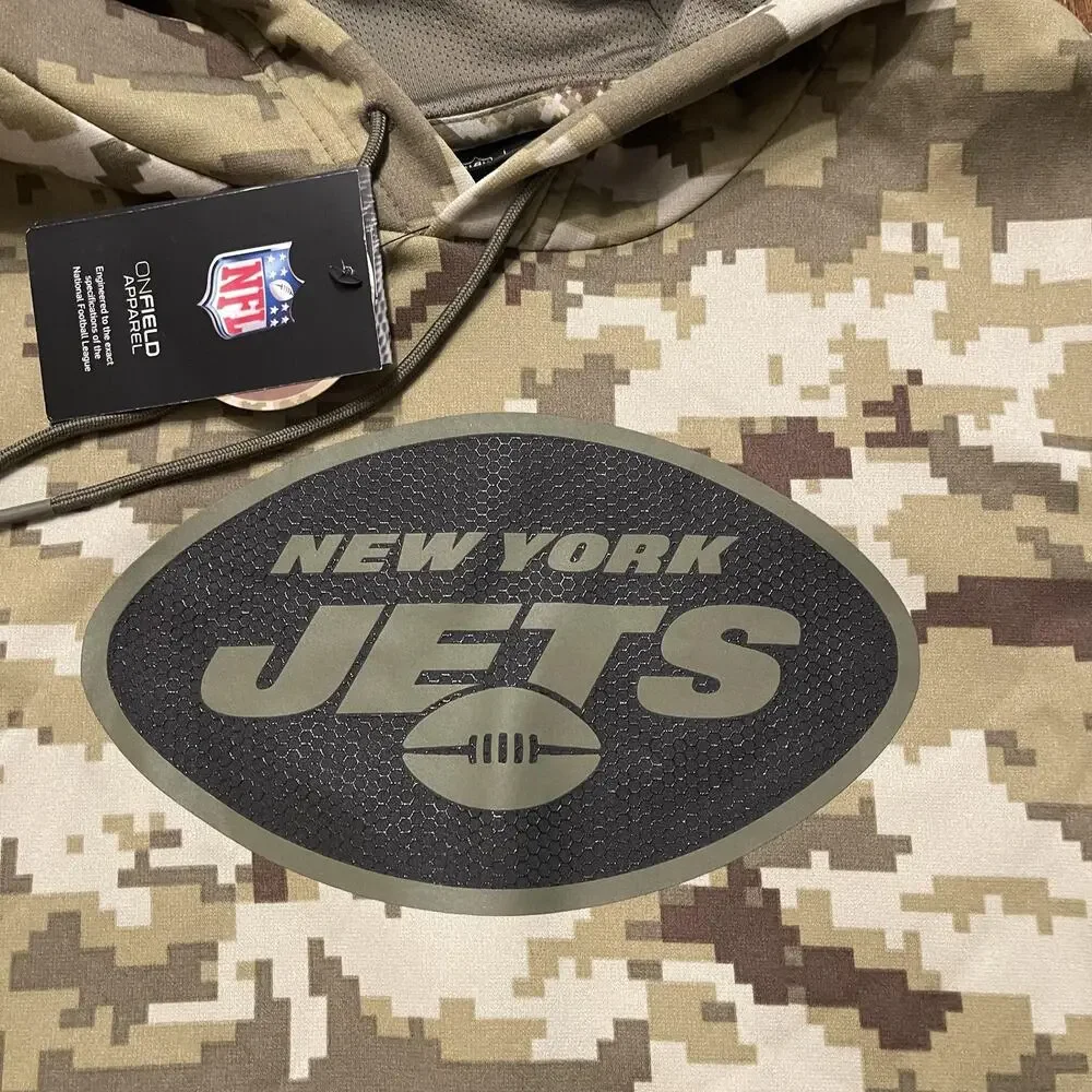New York Jets Hoodie Mens Medium Camo NFL Football Nike Therma Dri-FIT Pullover